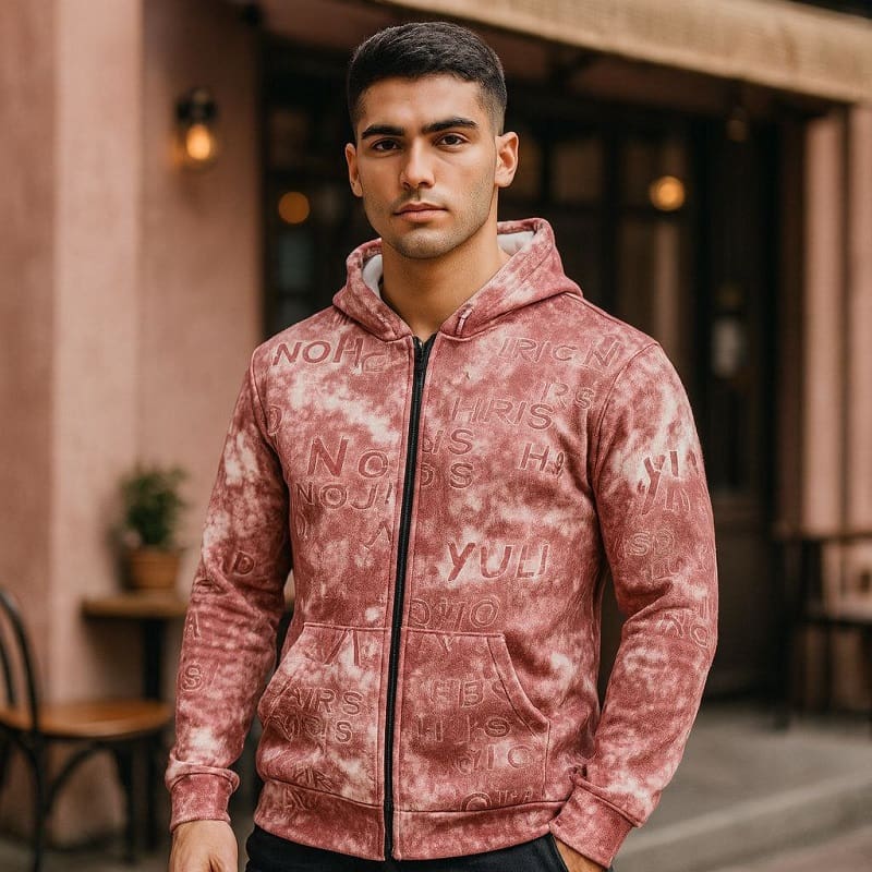 سوییشرت طرحدار مردانه قرمز مدل Roham